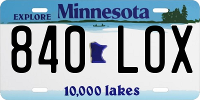 MN license plate 840LOX