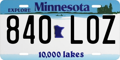 MN license plate 840LOZ