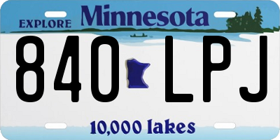 MN license plate 840LPJ