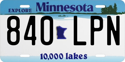MN license plate 840LPN