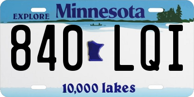 MN license plate 840LQI