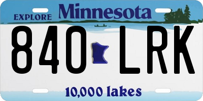 MN license plate 840LRK