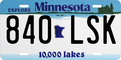 MN license plate 840LSK