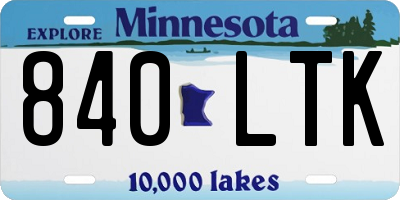 MN license plate 840LTK