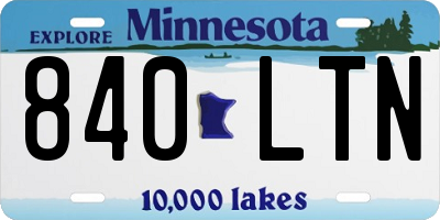MN license plate 840LTN