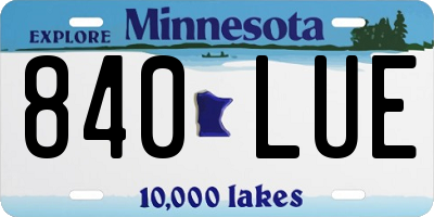 MN license plate 840LUE