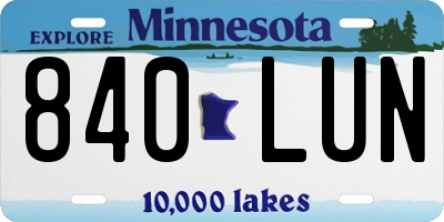 MN license plate 840LUN