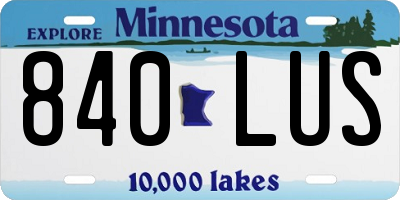 MN license plate 840LUS