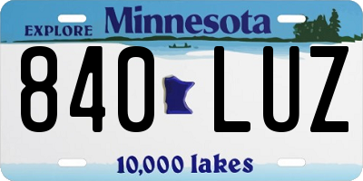 MN license plate 840LUZ