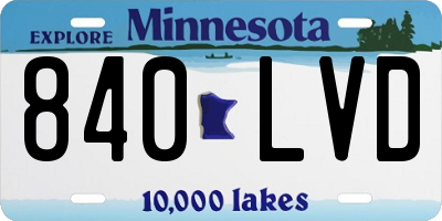 MN license plate 840LVD