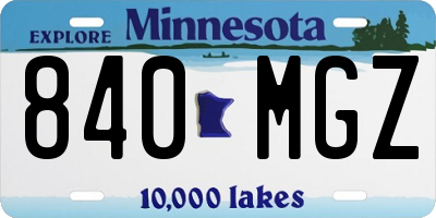 MN license plate 840MGZ