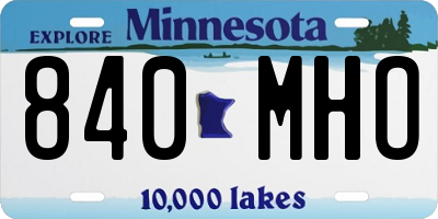 MN license plate 840MHO