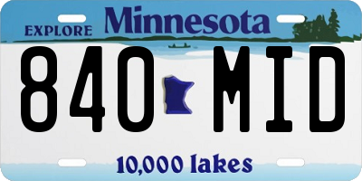 MN license plate 840MID