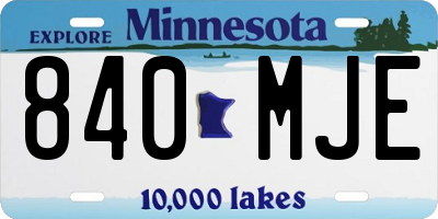 MN license plate 840MJE