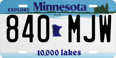 MN license plate 840MJW