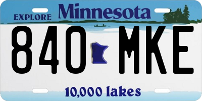MN license plate 840MKE