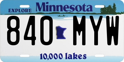 MN license plate 840MYW