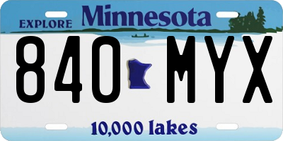 MN license plate 840MYX