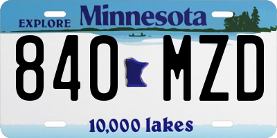 MN license plate 840MZD