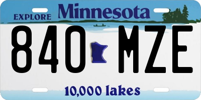 MN license plate 840MZE