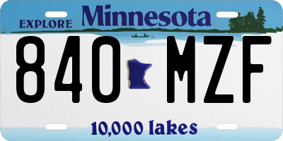 MN license plate 840MZF