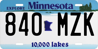 MN license plate 840MZK