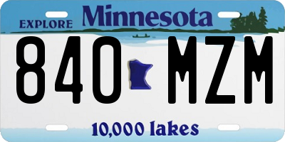 MN license plate 840MZM