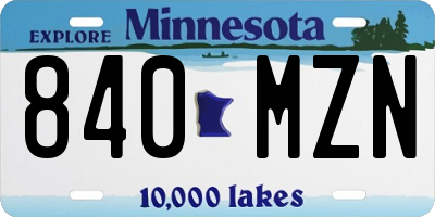 MN license plate 840MZN