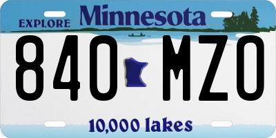 MN license plate 840MZO