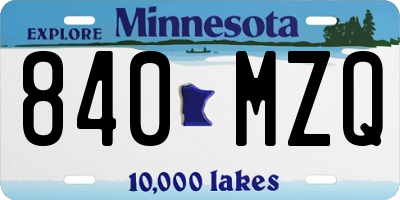 MN license plate 840MZQ