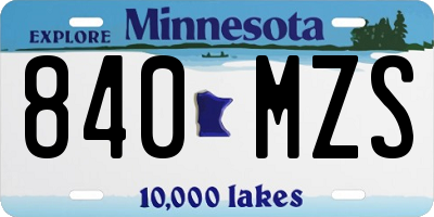 MN license plate 840MZS