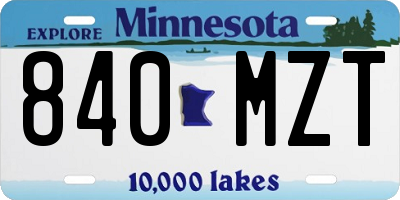 MN license plate 840MZT