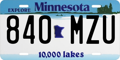 MN license plate 840MZU