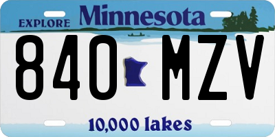 MN license plate 840MZV