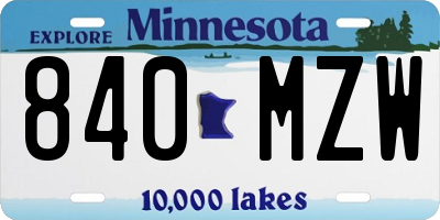 MN license plate 840MZW
