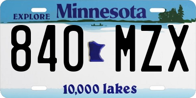 MN license plate 840MZX
