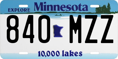 MN license plate 840MZZ