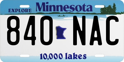 MN license plate 840NAC
