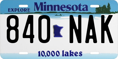 MN license plate 840NAK