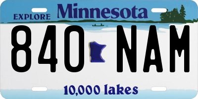 MN license plate 840NAM