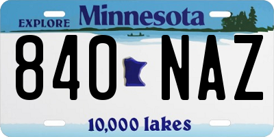 MN license plate 840NAZ
