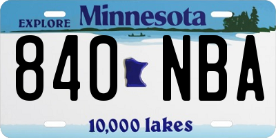 MN license plate 840NBA