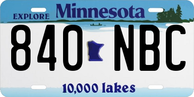 MN license plate 840NBC