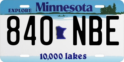 MN license plate 840NBE