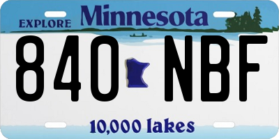 MN license plate 840NBF