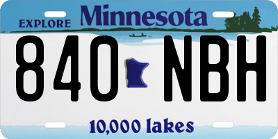 MN license plate 840NBH