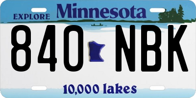 MN license plate 840NBK