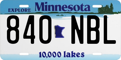 MN license plate 840NBL