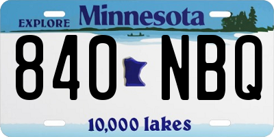 MN license plate 840NBQ
