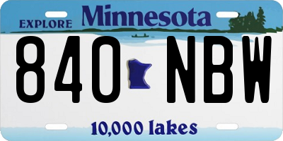 MN license plate 840NBW